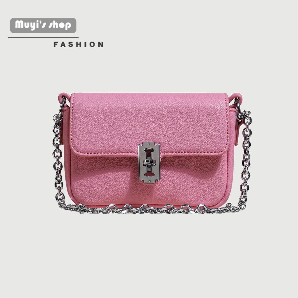 Túi Đeo Chéo Mini Hình Vuông Phối Dây Đeo Sợi Xích Thời Trang Cho Nữ