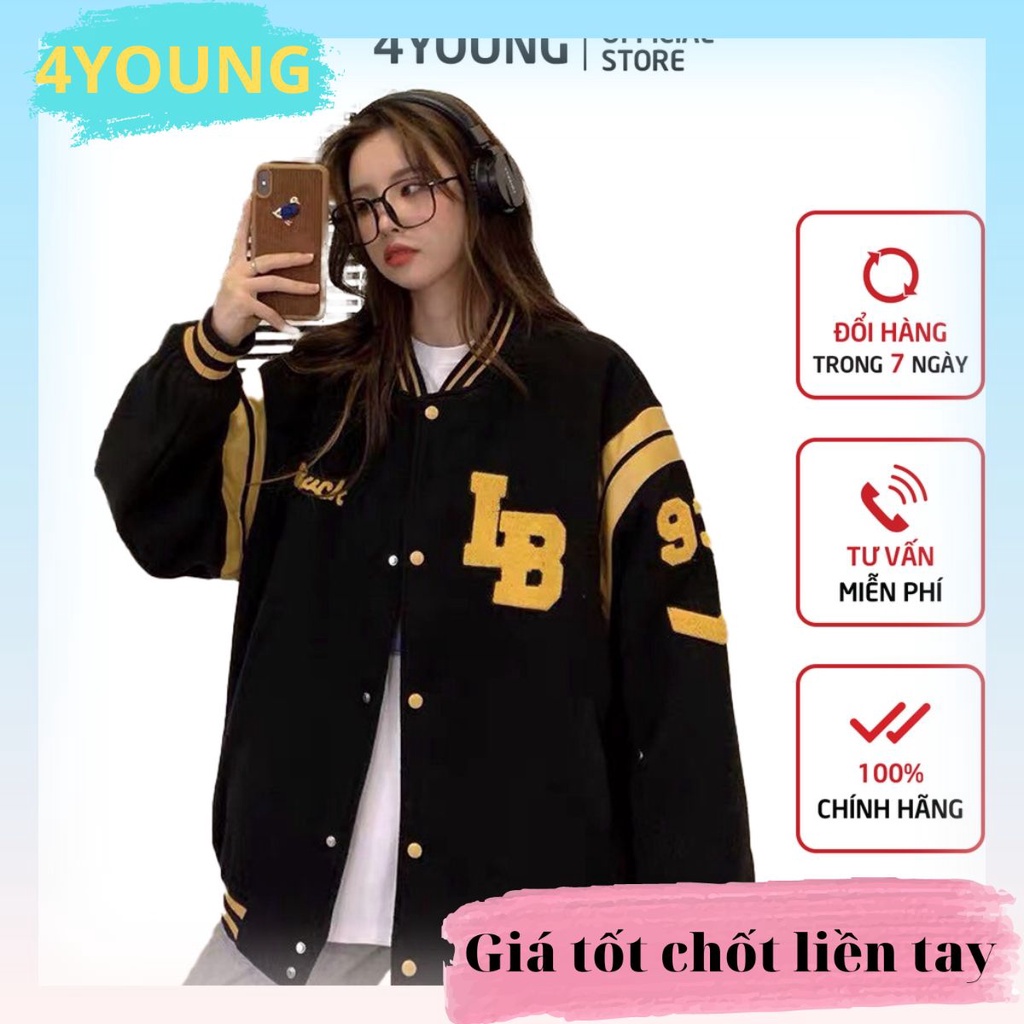 Áo bomber nữ form rộng unisex hàn quốc 4YOUNG CDG04