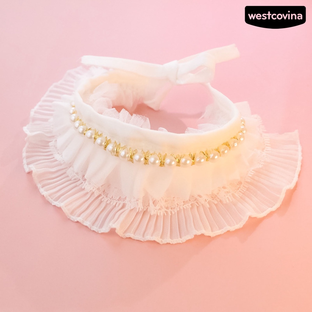 [COD]♘Yếm Ăn Đính Ngọc Trai Giả Thân Thiện Với Da Chống Mòn Dành Cho Thú Cưng