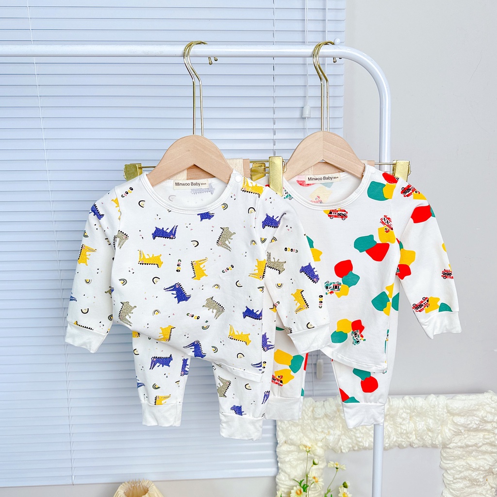 Bộ quần áo trẻ em 6-19kg dài tay AF KID trứng ốp la cho bé trai bé gái, vải cotton cao cấp siêu co giãn và mềm mịn