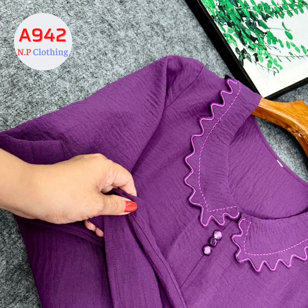 Áo Trung Niên Nữ, Mẫu Áo Kiểu Trung Niên Cho Mẹ Cổ Tròn Cách Điệu Xinh Xắn | Thời Trang Trung Niên NP Clothing U50