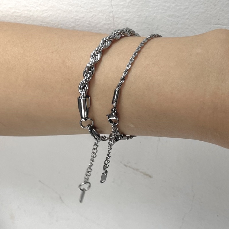 Vòng tay nam nữ titan- xích xoắn nhỏ bảng 4mm và 2mm  / Madde /2505/2506