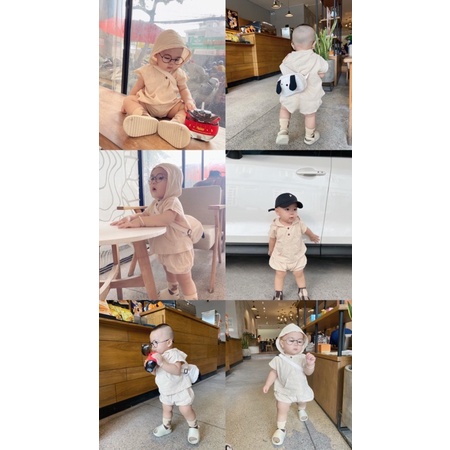 Áo + quần có nón em bé trai ferrier em bé Nanci room