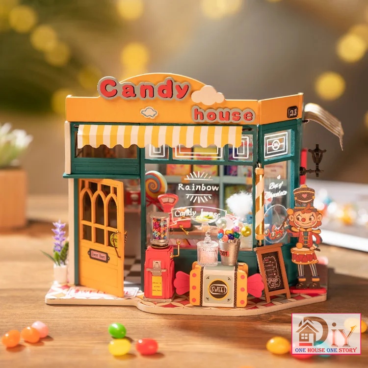 Nhà búp bê gỗ Robotime Rolife Rainbow Candy House DIY DG158 tự lắp ghép - Quà tặng giáng sinh