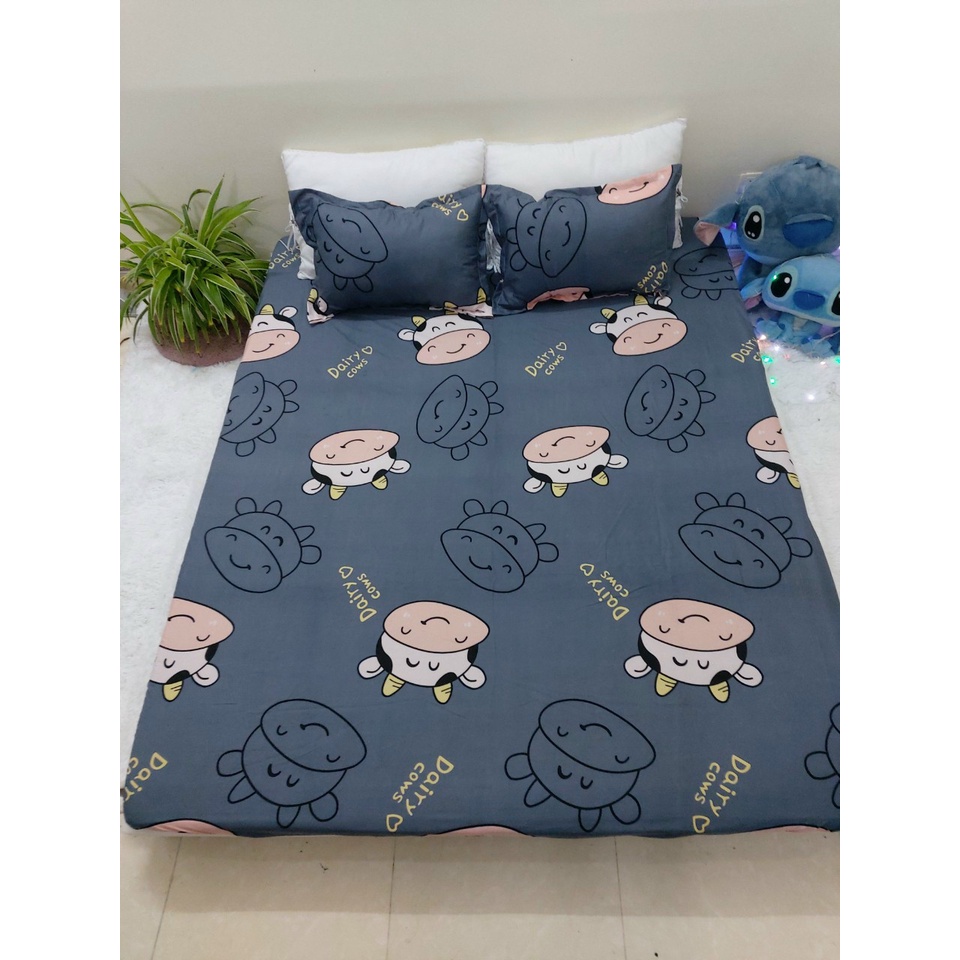 (Thanh lý)  Drap bo chun Cotton poly (có kèm áo gối) được chọn mẫu - Ga gối loại đẹp mẫu Thỏ dâu