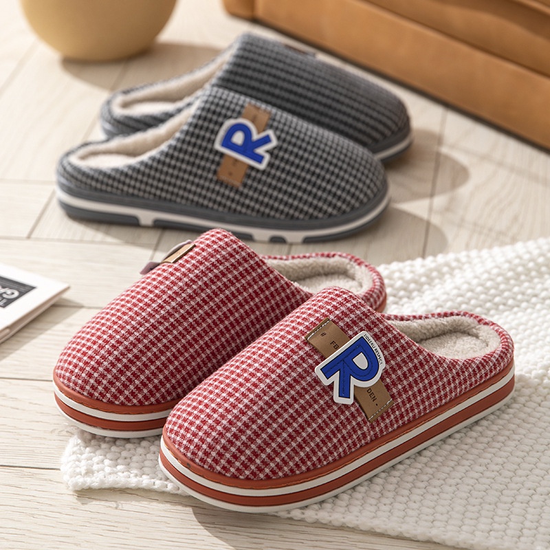 Dép cotton Đi Trong Nhà Đế Mềm Chống Trượt Giữ Ấm Phong Cách Retro Thời Trang Cho Nữ