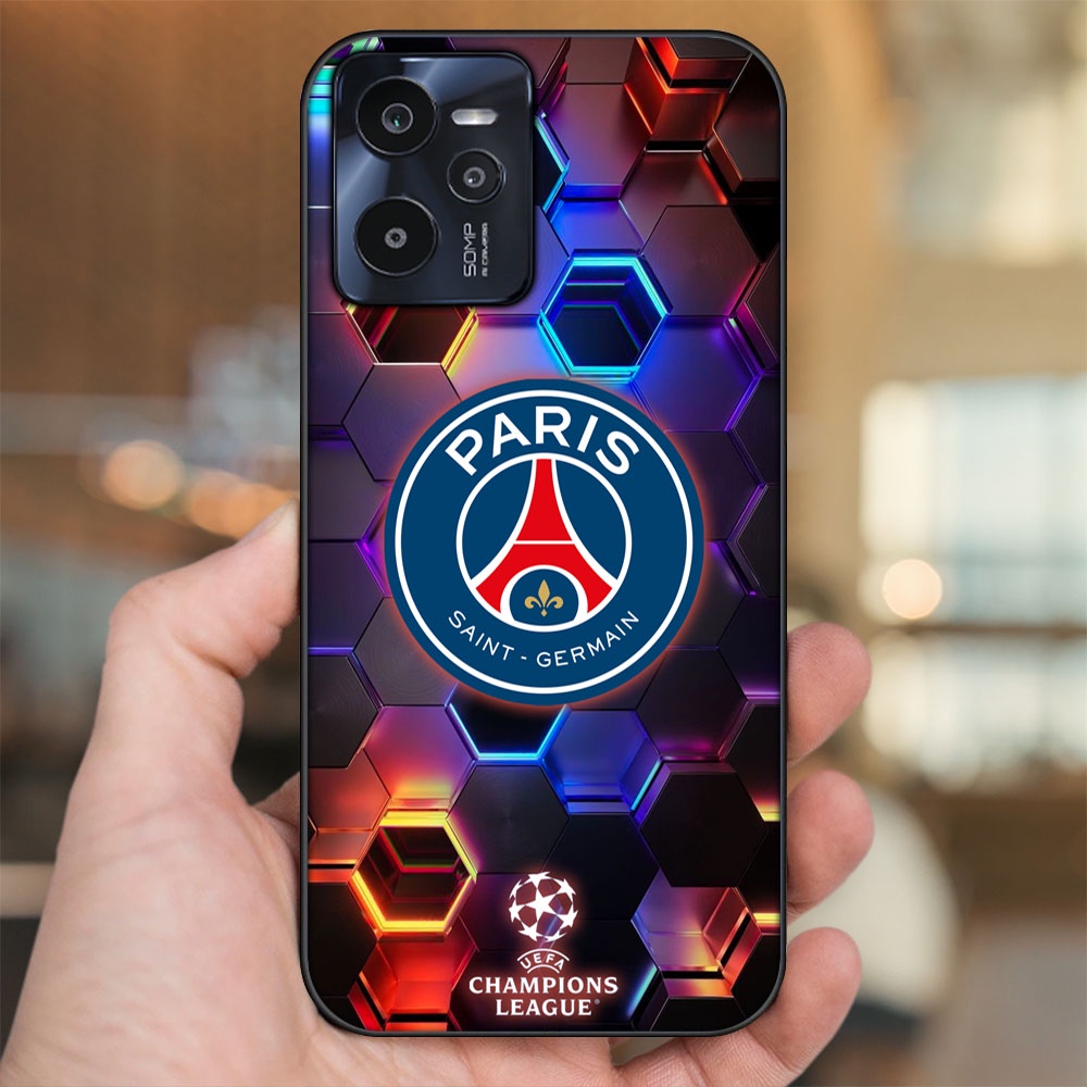 Ốp lưng Realme C35 viền đen in hình CLB Bóng Đá PSG Paris Saint Germain