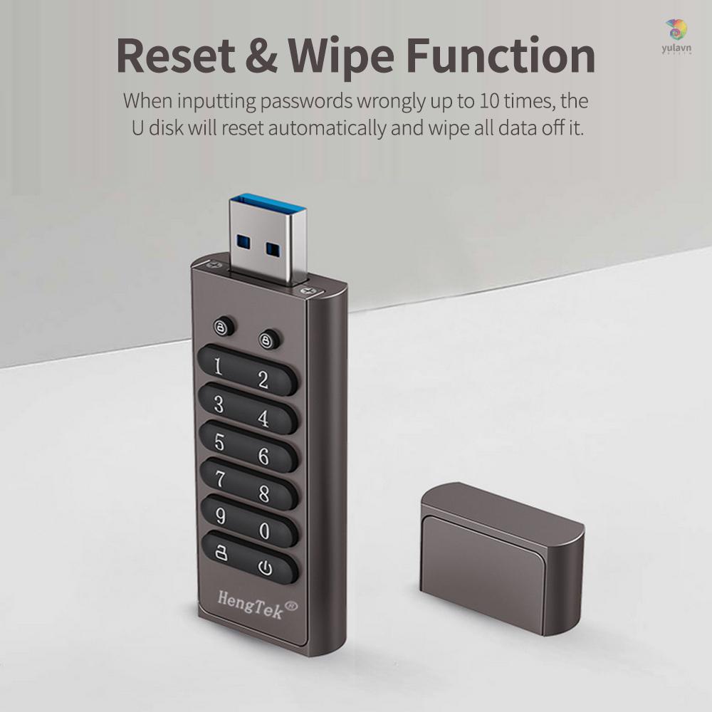 Usb 3.0 yulavn 256GB 256-bit Có Khóa Mật Khẩu An Toàn Màu Xám