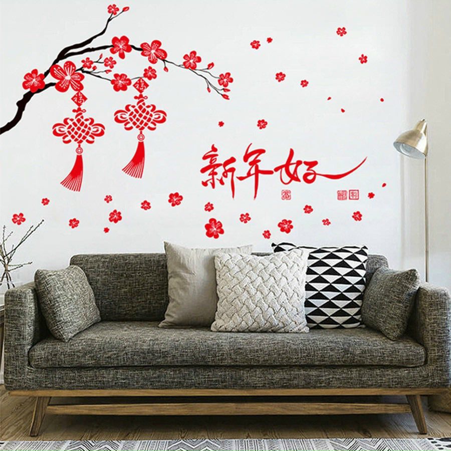 Kich thước giấy : 88cm x 60cm Decal dán tường-cửa kính trang trí tết 2024 - Decal Phúc Lộc