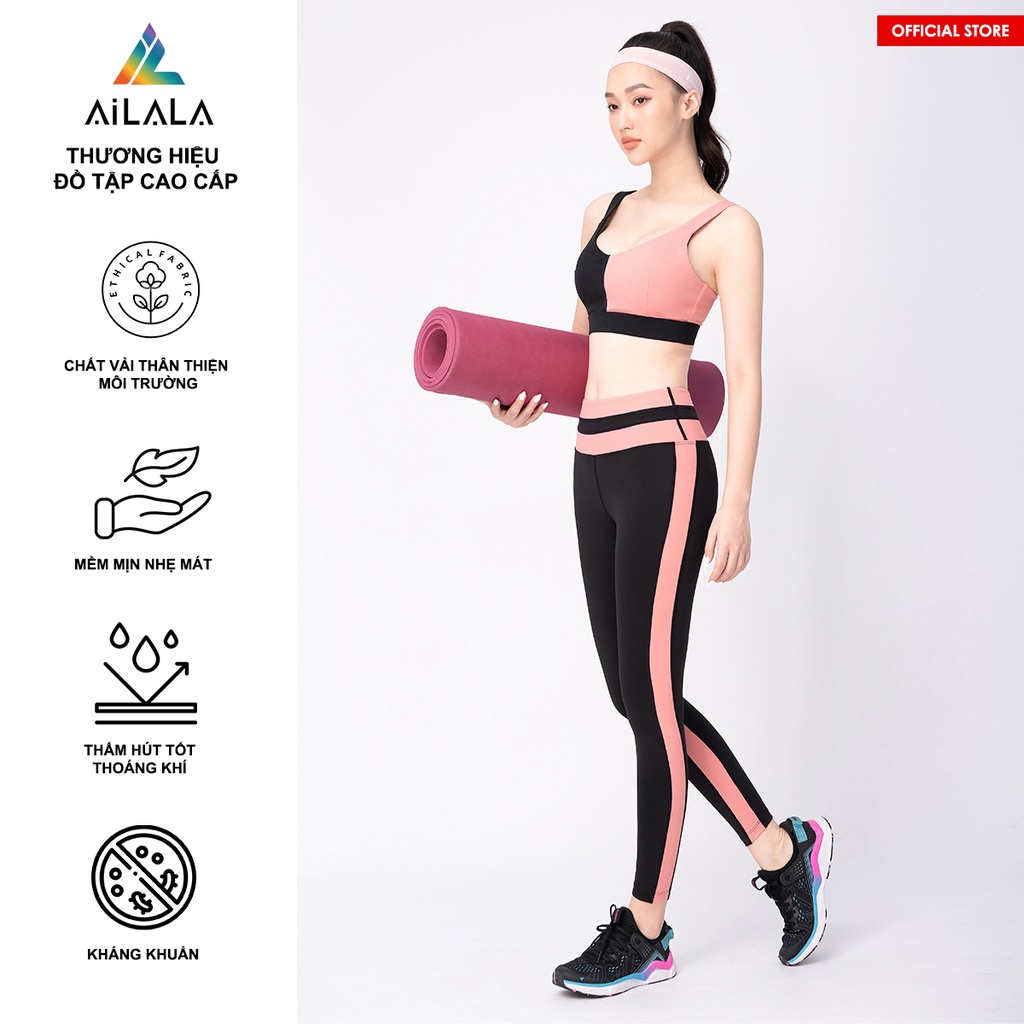 Bộ quần áo thể thao nữ AiLALA LUX31, áo bra kèm đệm, quần lưng cao, chất liệu kháng khuẩn, thoáng khí