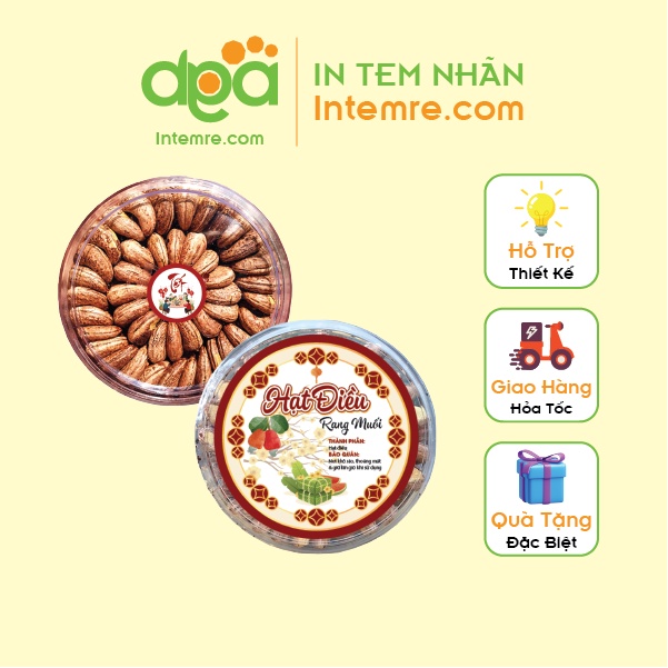 Sẳn Tem Nhãn Giấy Xi Măng Kraft - Decal Dán Intemre.com - Tết Hình Tròn Kt: 4cm