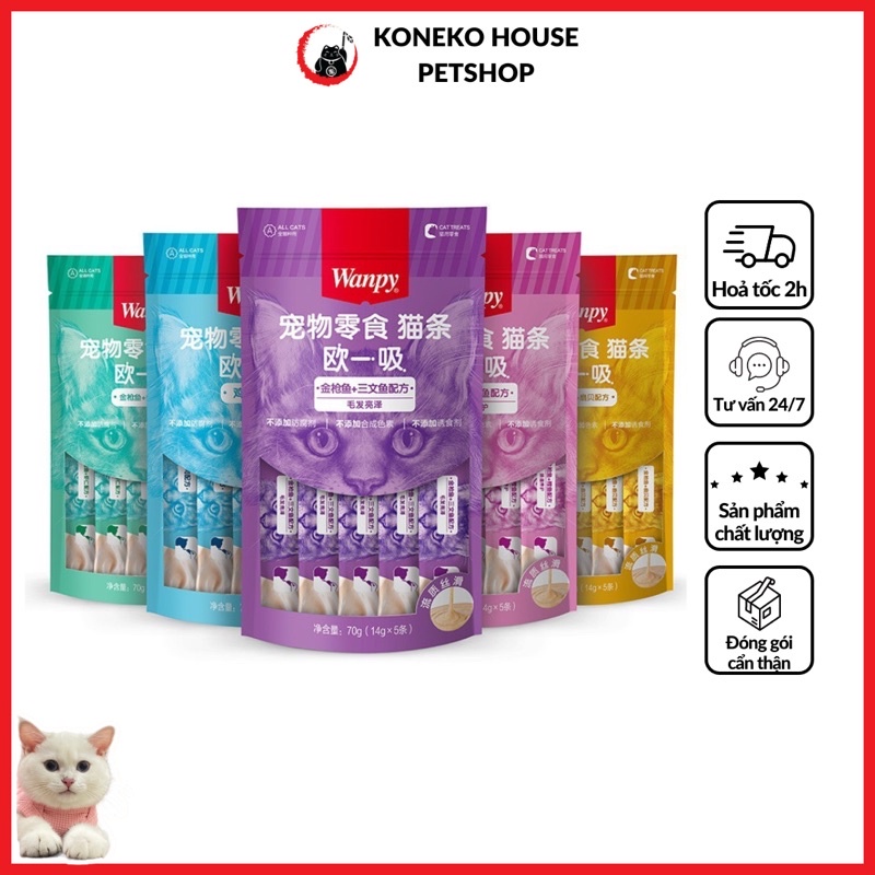 Thức ăn cho mèo - Súp thưởng cao cấp Wanpy 5 tuýp