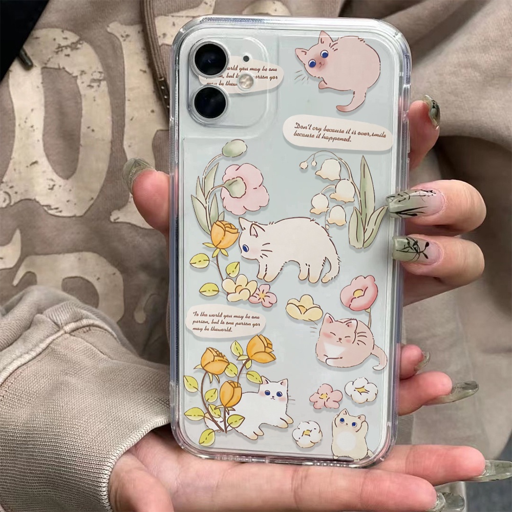 Ốp Điện Thoại Trong Suốt Hình Mèo Dễ Thương Cho iphone 14 pro Max 11 13 12 7Plus X XS Max