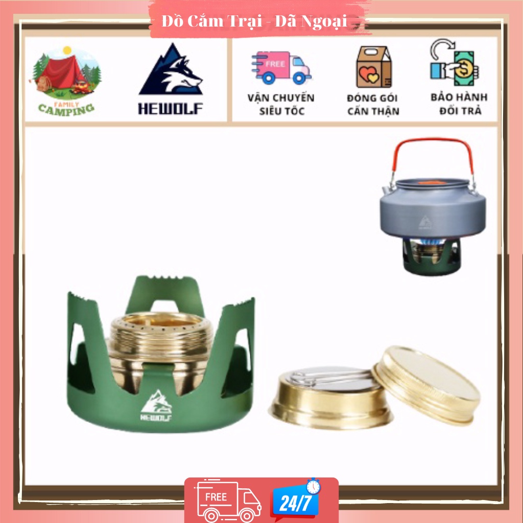 Bếp cồn nấu ăn cắm trại, dã ngoại nhỏ gọn có túi đựng chính hãng Hewolf HW-1836