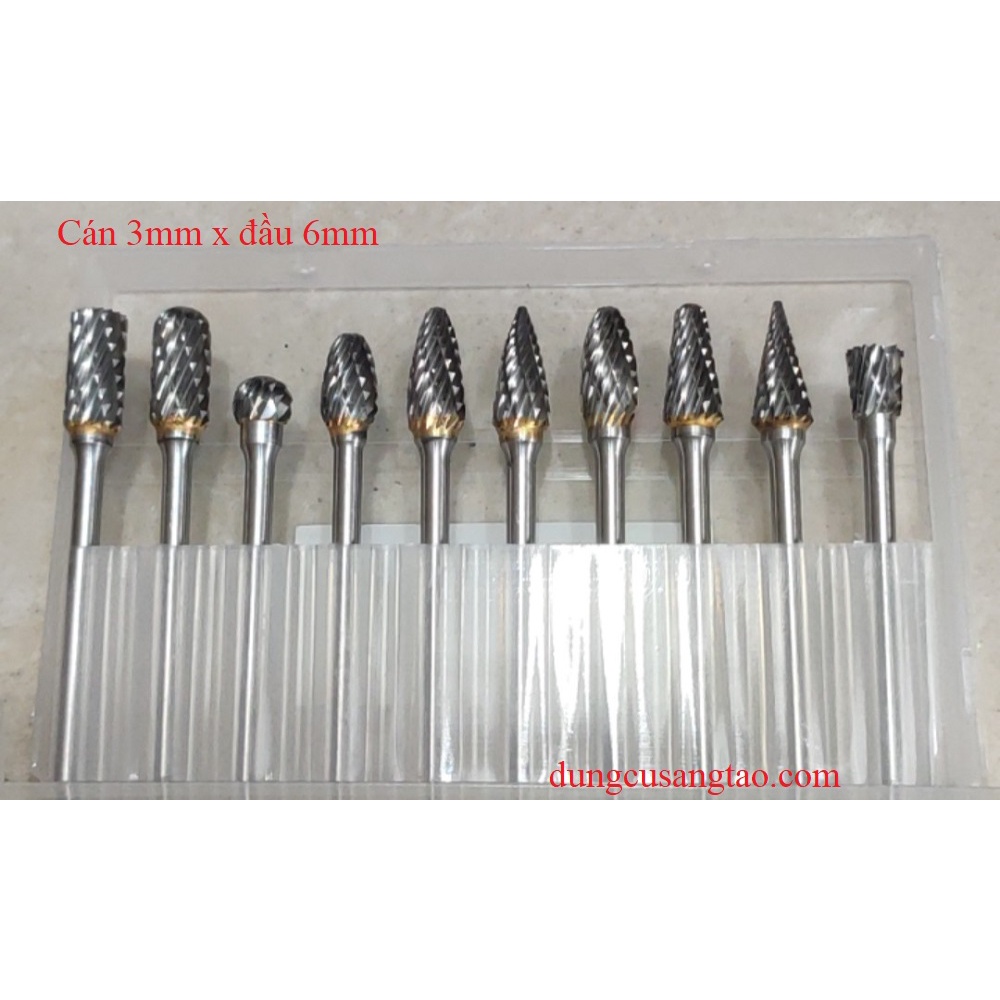 Bộ 10 mũi mài khuôn kim loại, gỗ, nhựa