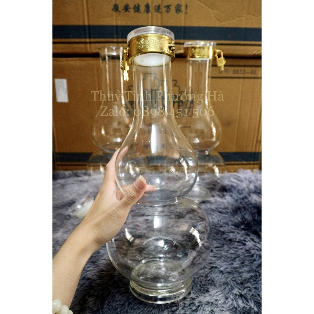 Bình thủy tinh hồ lô khóa ổ khóa mới lạ ngâm rượu ngâm sâm 2.5L