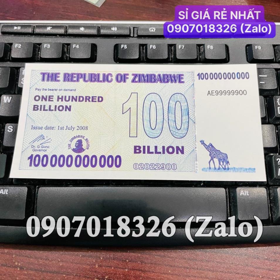 [HÓT] Tờ tiền lưu niệm Zimbabwe 100 Tỷ Đô la siêu khủng , cực độc làm quà tặng , lì xì Tết , Giá Sỉ
