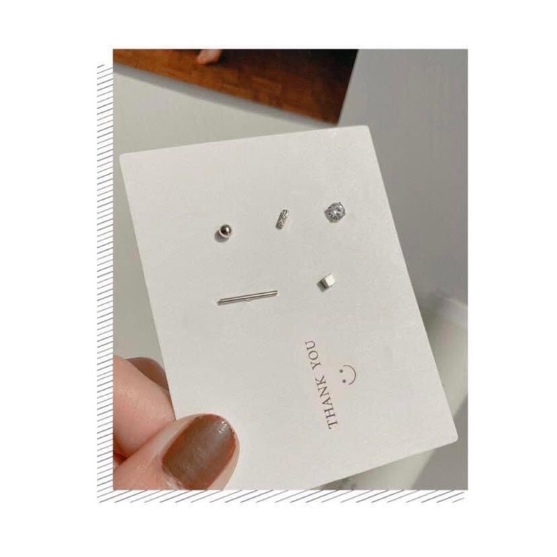 Set 5 món bông tai nhí cá tính - Khuyên bạc