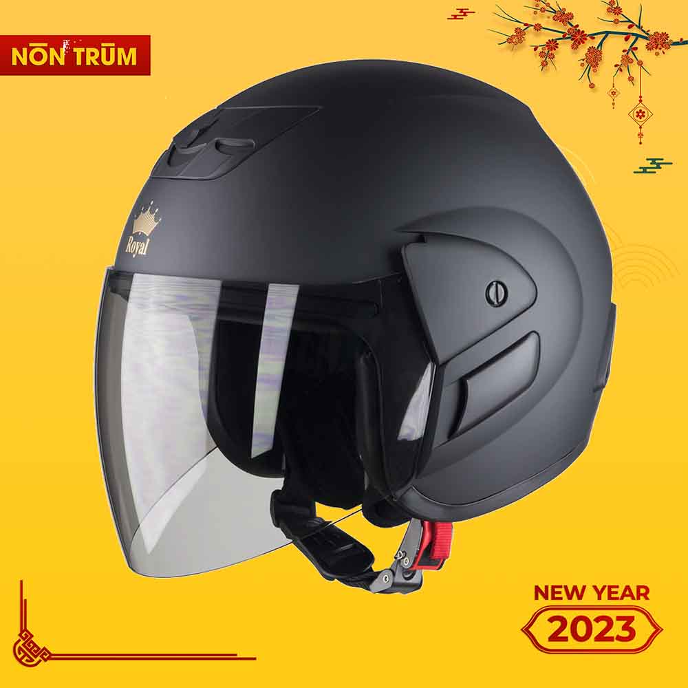 Nón bảo hiểm 3/4 ROYAL có kính M01 đen nhám