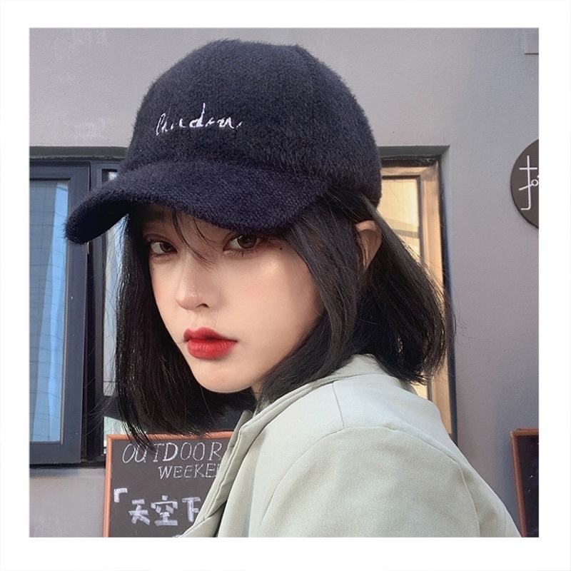 Mũ Thìa Len Pha Lông Thỏ Thêu Chữ Cực Ngầu