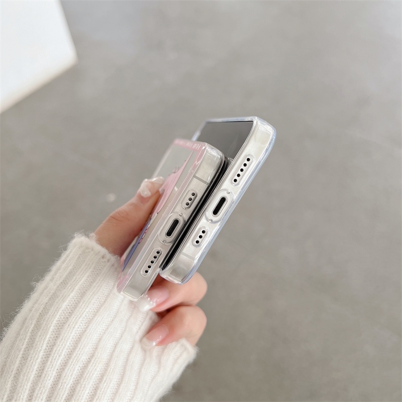 Ốp Điện Thoại Trong Suốt Chống Sốc In Hình Mèo Và Chuột Dễ Thương Cho iPhone 14 / 13 / 12 / 11 / X / 8 / 7P