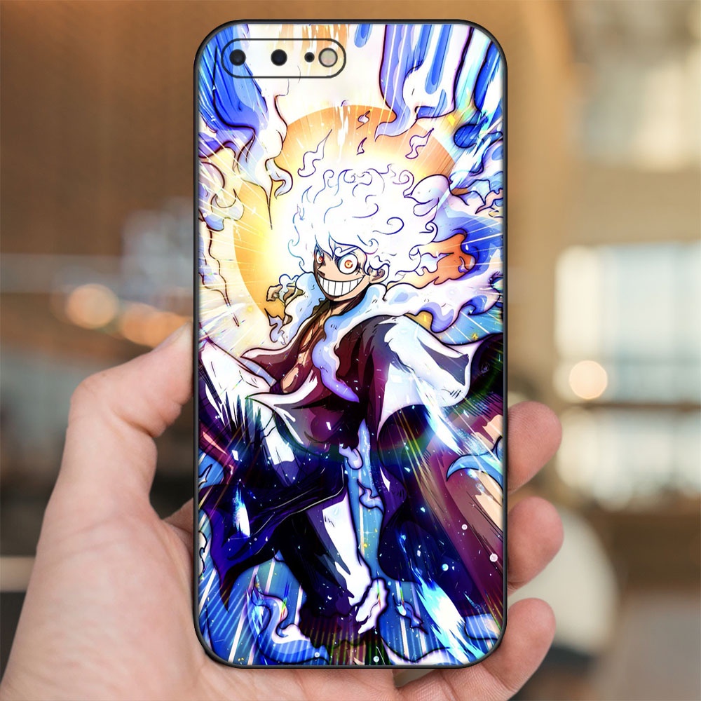 Ốp lưng iPhone 7 Plus, 8 Plus dẻo đen cạnh vuông in hình Luffy Gear 5 Nika One Piece Đảo Hải Tặc