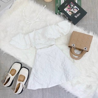 Set trễ vai cổ yếm trắng - Chitchitstore