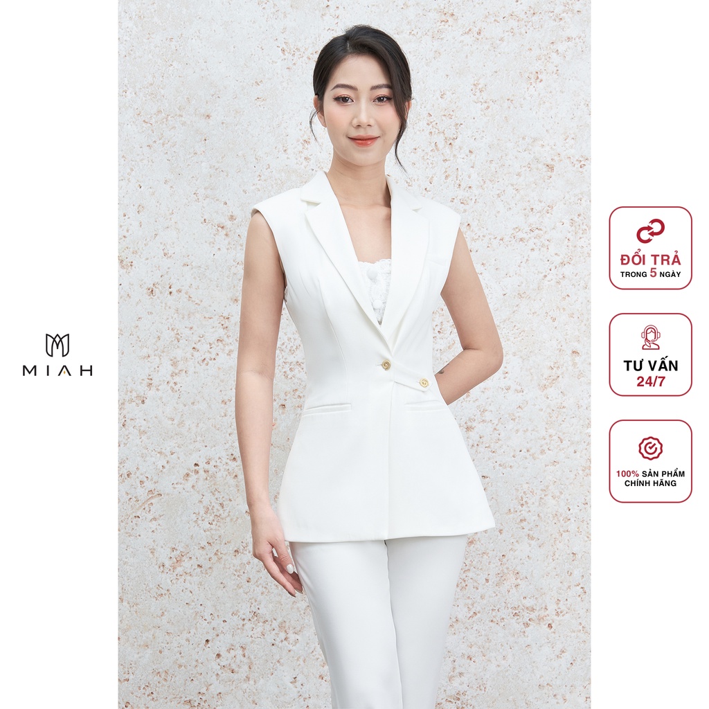 Áo Khoác Vest Blazer 3 lỗ màu trắng sang trọng MIAH phong cách công sở thanh lịch sang trọng GILE02