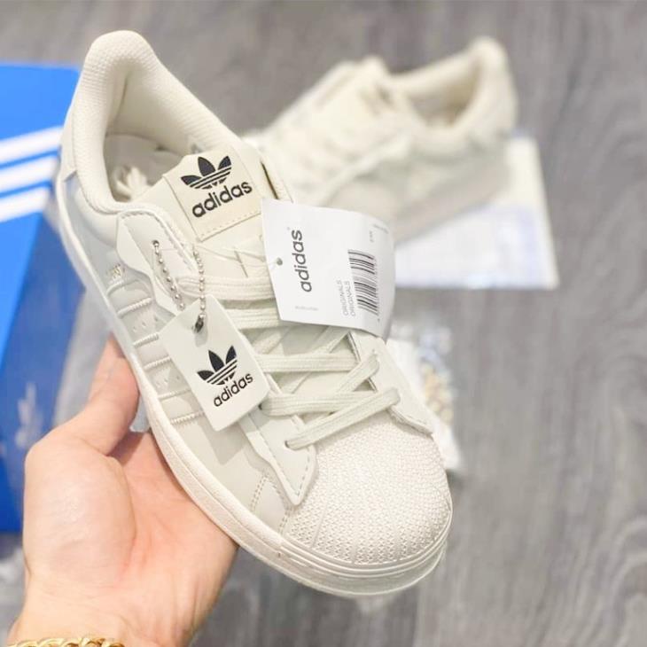 Giày thể thao nữ mẫu mới 2022 Adidas Superstar hồng, adidas sò xanh, das sò trắng 3 sọc dành cho nữ full box bill