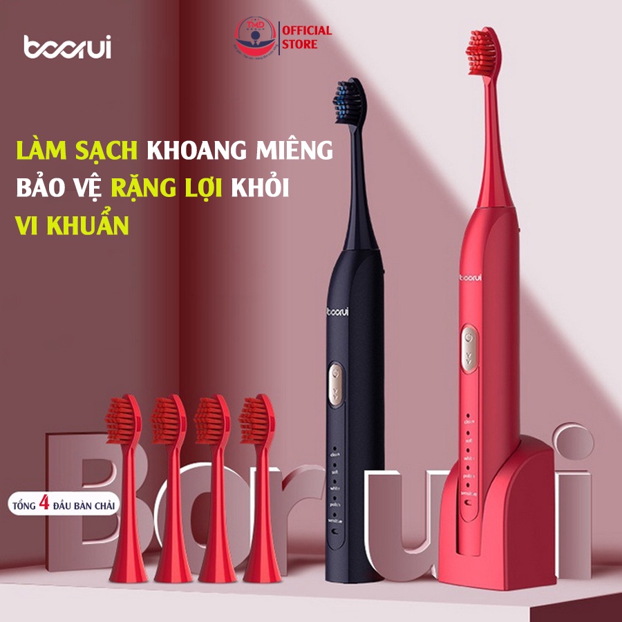 Bàn chải đánh răng điện Sonic TMD GROUP (Tặng 4 đầu chải) Loại bỏ mảng bám và vi khuẩn hiệu quả / Nhanh chóng, an toàn