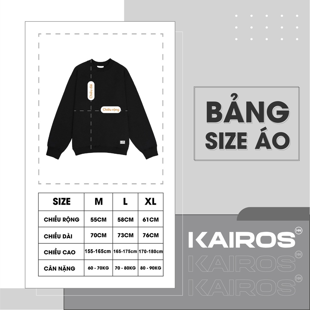 Áo Sweater Oversize Kairos Basic, Áo nỉ dài tay Unisex Kairos
