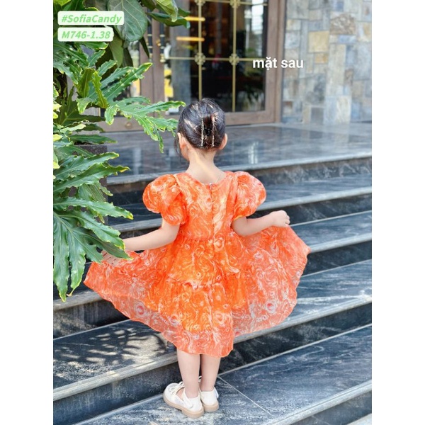 ĐẦM ĐI TIỆC VÁY VOAN TƠ XÒE RỘNG BÉ GÁI HAIVANCO cho bé 10 đến 40 kg mềm mại và thoáng mát đi học đi chơi đều đẹp