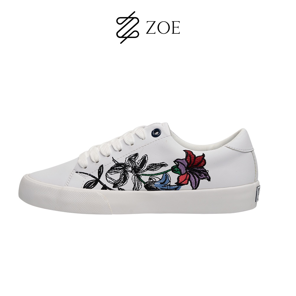 Giày Sneaker Trắng Painted/Thêu Hoa Zoe SK007