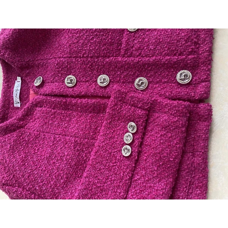 Áo Khoác Dạ Tweed Cao Cấp màu Hot Pink nổi bật Trendy 2022