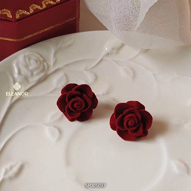 Bông tai nữ chuôi bạc 925 Eleanor Accessories hình hoa hồng xinh xắn phụ kiện trang sức thanh lịch