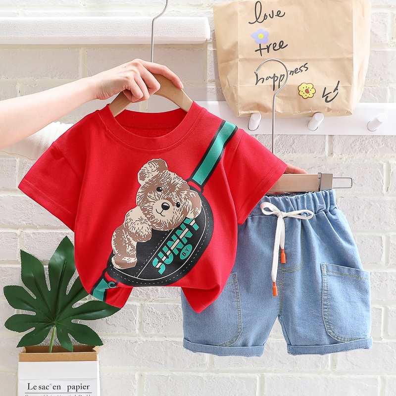 Set Đồ Thể Thao Tay Ngắn In Họa Tiết Hoạt Hình Thời Trang Mùa Hè Cho Bé 0-4 Tuổi