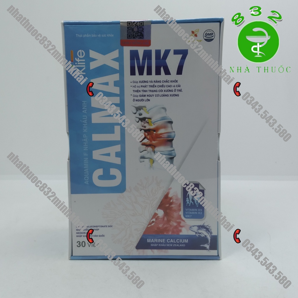 Klife CALMAX MK7 - Bổ sung calxi, vitamin D3 và vitamin K2-MK7 giúp xương răng chắc khỏe, giảm nguy cơ loãng xương