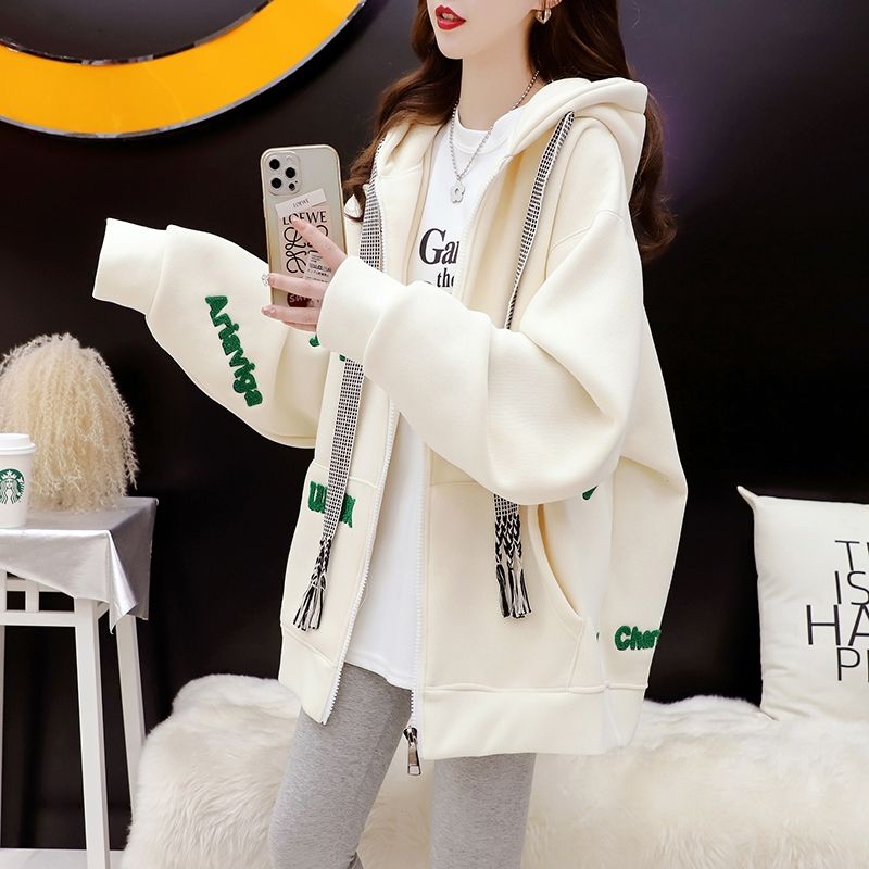 Áo Khoác Cardigan Có Mũ Trùm Bằng Vải Nỉ Dày Dặn Thời Trang Thu Đông 2022 Dành Cho Nữ