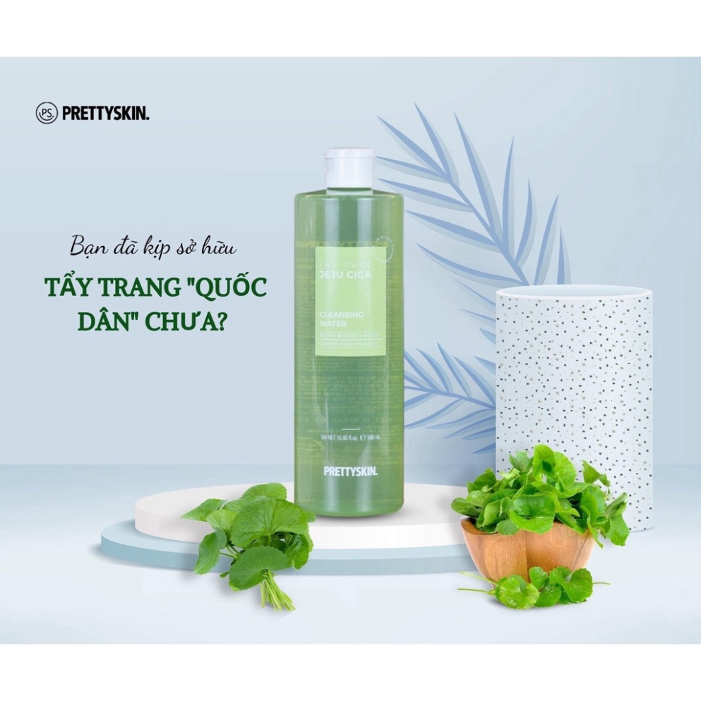 Nước tẩy trang ngừa mụn rau má jeju cica Prettyskin 500ml