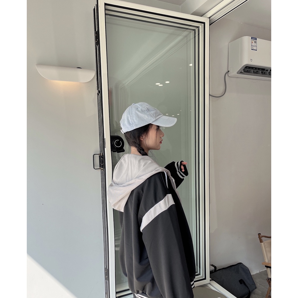 Áo khoác mũ bomber SUNPOINT mũ 2 lớp nỉ siu dày freesize<85kg