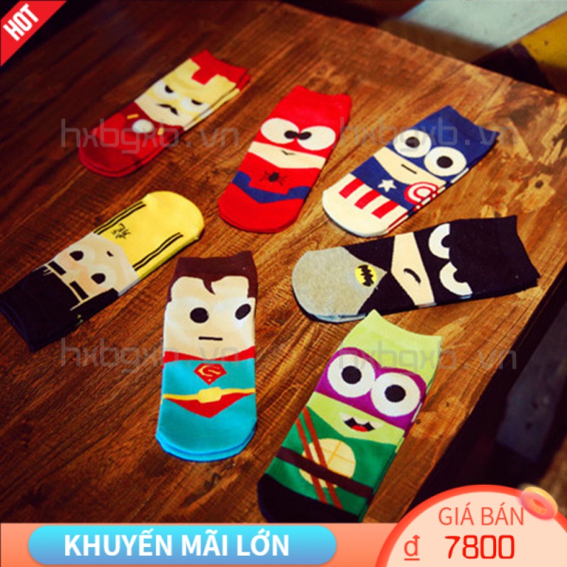 Tất Cotton Nam Họa Tiết Siêu Anh Hùng Hoạt Hình