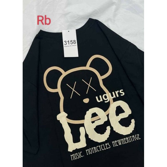 Áo phông thun in gấu Lee chất cotton su. from rộng tay lỡ