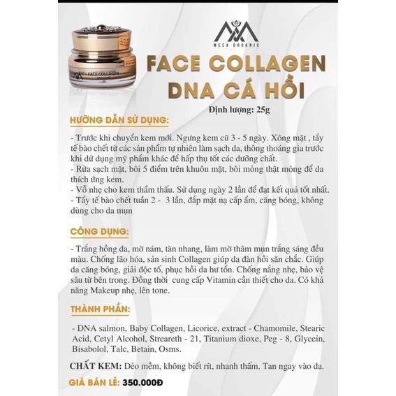 Kem Face Collagen DNA Cá Hồi - Tinh Chất Ampoule Saffron Chính Hãng