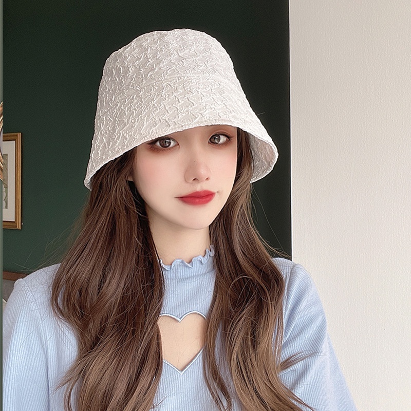 Nón Bucket Chất Liệu Cotton Mềm Thoáng Khí Màu Trắng Đen Đơn Giản Phong Cách Retro Cho Nữ