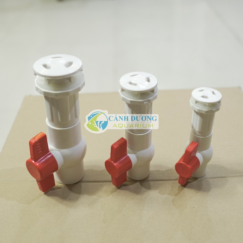 Co xả đáy hồ cá có van khóa, ống xả đáy hồ cá, van xả hồ