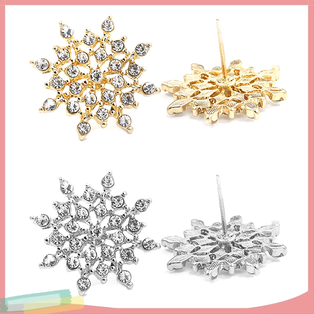 1 Đôi Bông Tai Hình Bông Tuyết Đính Đá Thời Trang Dành Cho Nữ