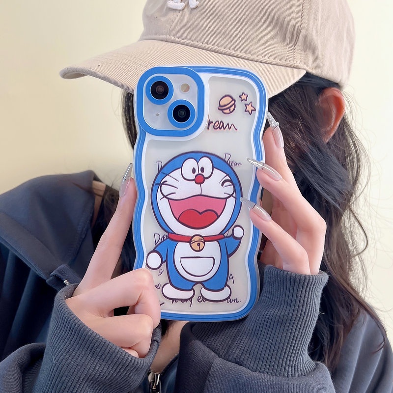 Cartoon Casing Realme C35 Narzo 50A Prime C21Y C25Y C21 C17 7i C15 C12 C25 C25S 20 30A C20 C11 2020 2021 8i 8 Pro 4G 5G 5 5i 5s 6i 2 U1 Cute Waves Edge Doraemon Clear Soft Phone Case Fine Hole Airbag Shockproof Protection Full Back Cover HNB 01