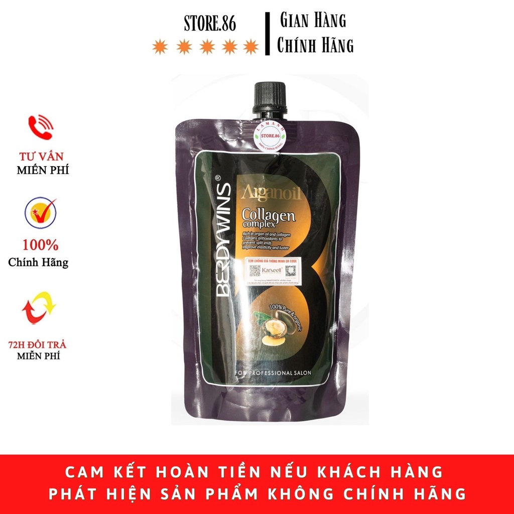 Ủ tóc collagen kem ủ tóc dầu ủ tóc hấp phục hồi tóc kem xả tóc COLAGEN BERDYWINS COMPLEX túi 500ml hàng chính hãng