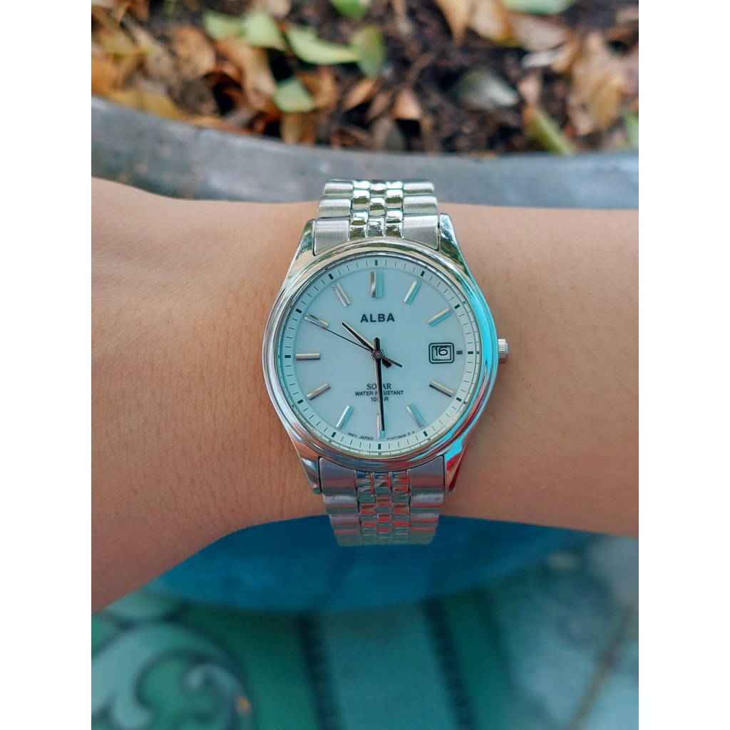 Đồng hồ nam Alba mặt trắng men chạy pin hàng Si