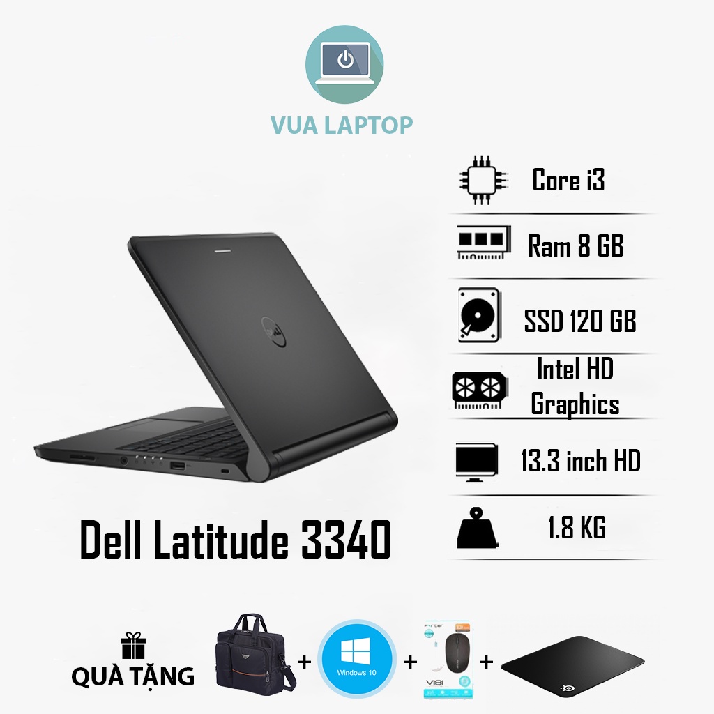 Laptop Cũ Rẻ Dell Latitude 3340 / Core i3 / Ram 8GB / SSD / Màn 13inch / Làm Việc, Chơi Game, Học Tập Mượt Mà